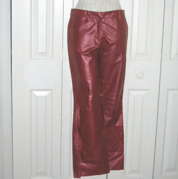 Vintage Bagatelle Punk Metallic Leather Pants Cran