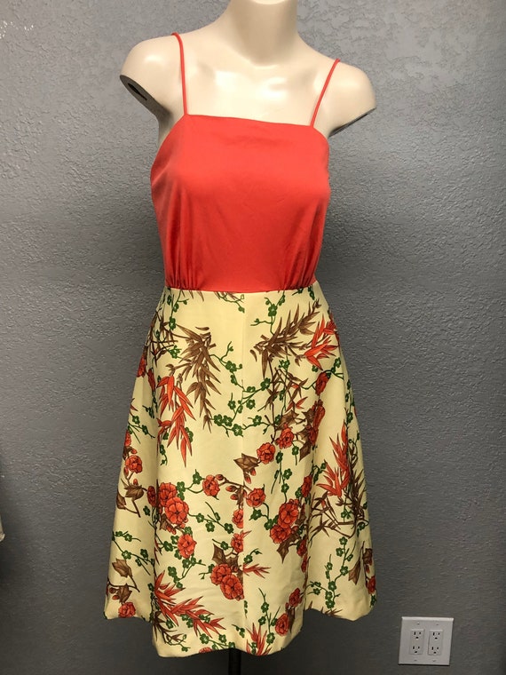 Vintage 70s Hippie Tropical Flower Power Sun Dress