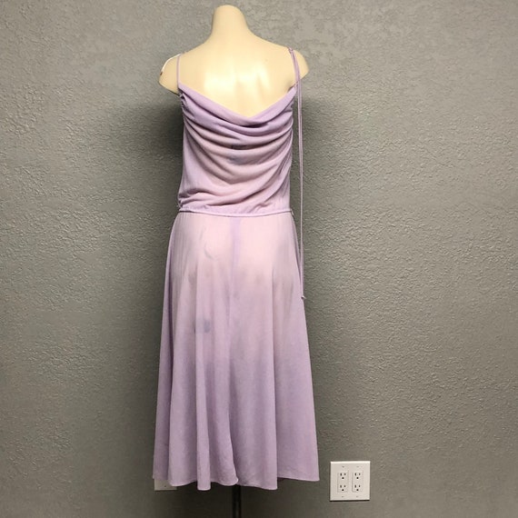 Vintage 70s Lilac Grecian Goddess Dress, 130" Ful… - image 4