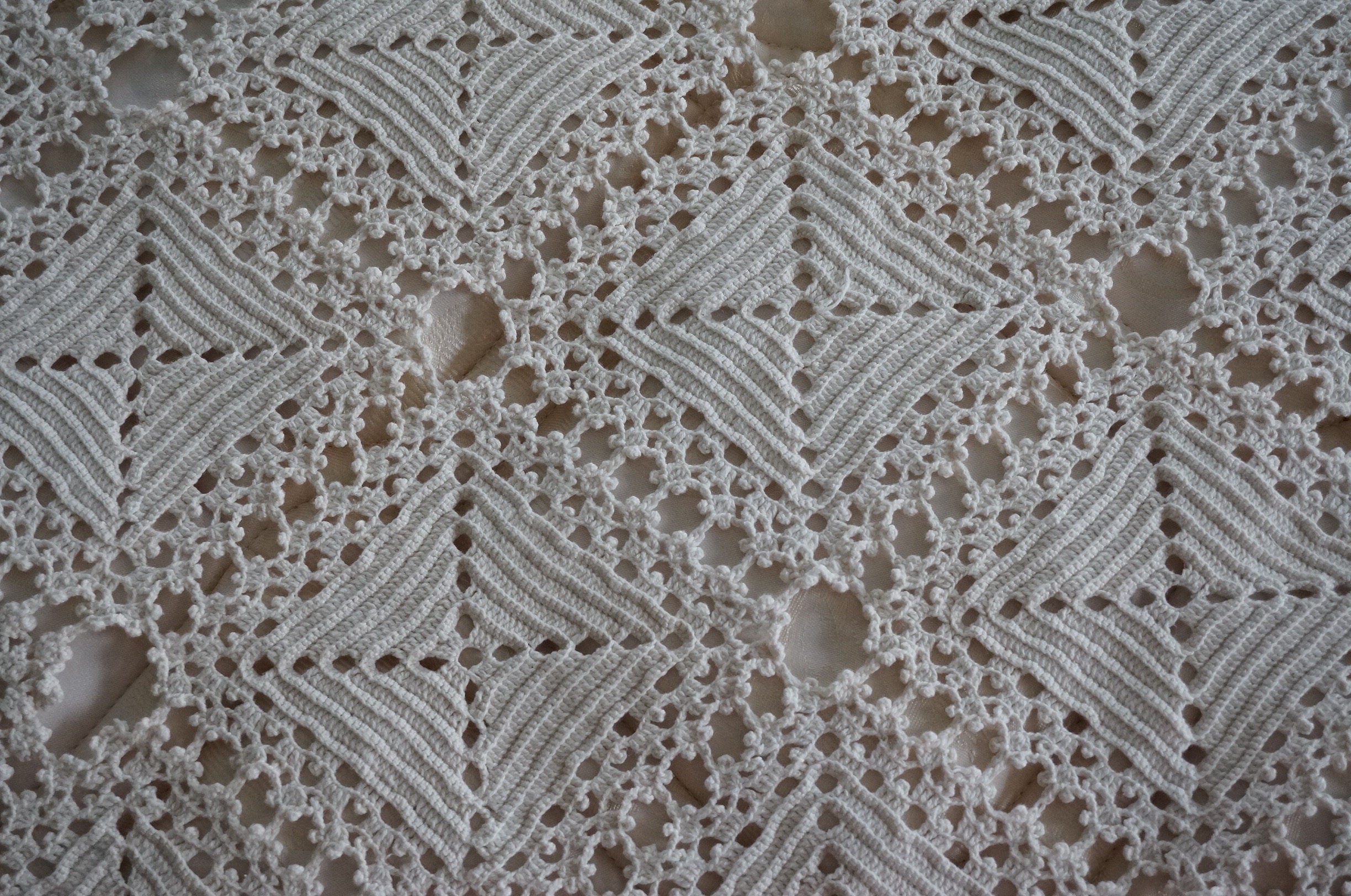 Vintage Diamond Pattern Crochet Bedspread Coverlet Tablecloth - Etsy