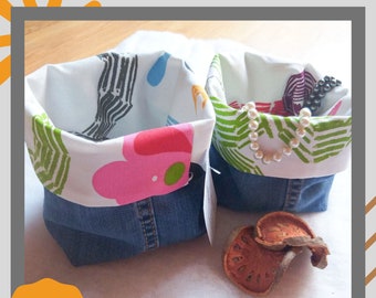 Panier en tissu | Bac de rangement en tissu | Panier en jean | Panier à bijoux | Bac de rangement en denim | Organisateur de tissu |