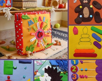 Montessoriaktivitetsbok | Personlig Montessoriaktivitetsbok för barn | Tystnadsbok i filt | Tystnadsbok för småbarn | Sensorisk bok | Aktivitetsbok för småbarn