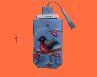 Custom made felt phone case - Felted phone case - iPhone felt case - Samsung felt case - Phone case owl - Phone case flower -Phone case bird