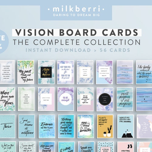 Vision Board Quote Cards 35 3x3 Printable | Etsy