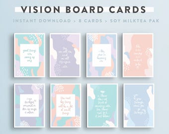 Vision Board Quote Cards 4 Quote Print Vision Board Kit Etsy