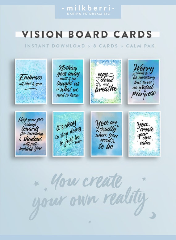 Vision Board Quote Cards 5 Quote Print. Vision Board Kit. | Etsy