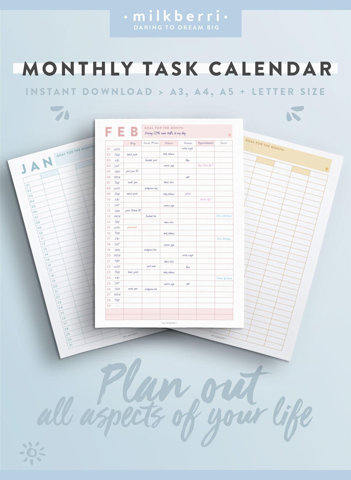 Monthly Wall Calendar. Business Calendar. Family Organizer. | Etsy