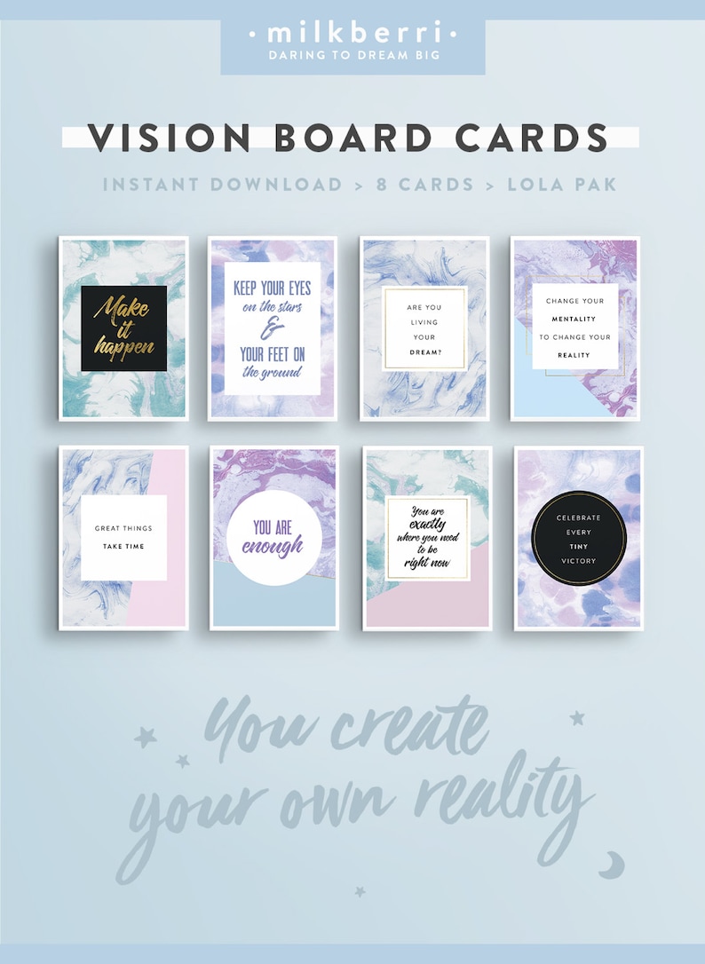 vision board quote cards 2 quote print vision board etsy