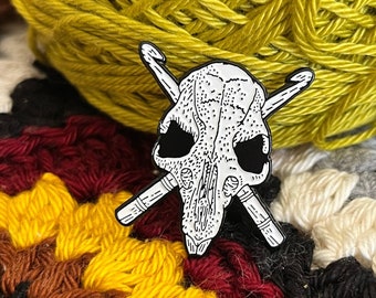 Oddballhooker Skull and Crochet Crosshooks Pin