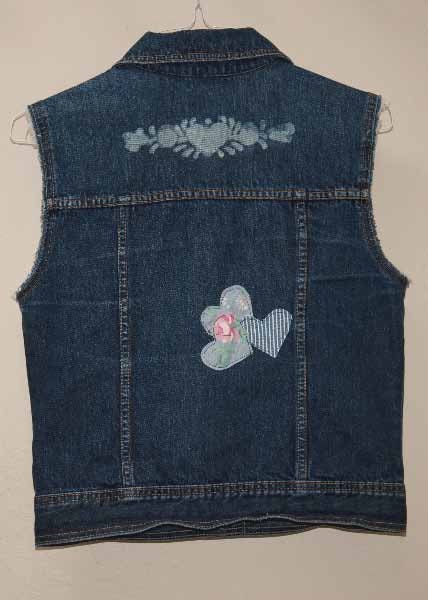 Ladies' Denim Vest M/12-14 With Fabric & Bleached Heart | Etsy