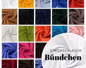 Poignets tricotés tube 55 cm (tube) en différentes couleurs à partir de 0,5 m (9,60/mètre)