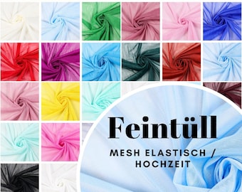 Fine tulle wedding mesh elastic Madeleine fabric by the meter (4.99/meter)