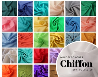 Plain chiffon fabrics sold by the meter, softly falling, transparent, translucent in 40 different colors (5.29/meter)
