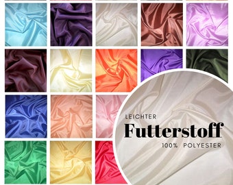 Polyester lining fabric sold by the meter in 29 different colors (1.99/meter)