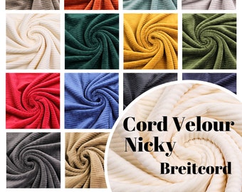 Jersey corduroy fabric wide cord elastic Nicky haptic from 0.5 m (16.00/meter)