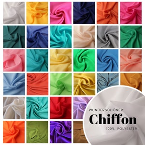 Chiffon Stoffe uni als Meterware, weich fallend, transparent, durchscheinend in 40 verschiedenen Farben (5,29/m)