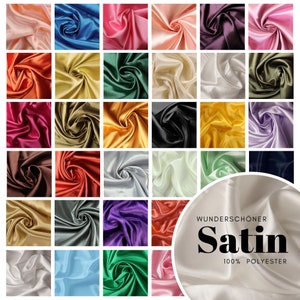 Satin fabrics plain silky, shiny sold by the meter in 38 different colors (3.35/meter)