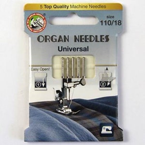 Organ Universal 110/18 sewing machine needles flat shank