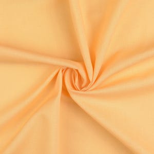 Könnte beinhalten: Nahaufnahme eines pfirsichfarbenen Stoffes mit weichen Falten und einem wirbelnden Muster. Der Stoff hat eine glatte Textur und einen subtilen Glanz, wodurch ein Gefühl von Tiefe und Bewegung entsteht. Die Farbe ist ein warmer, einladender Ton.