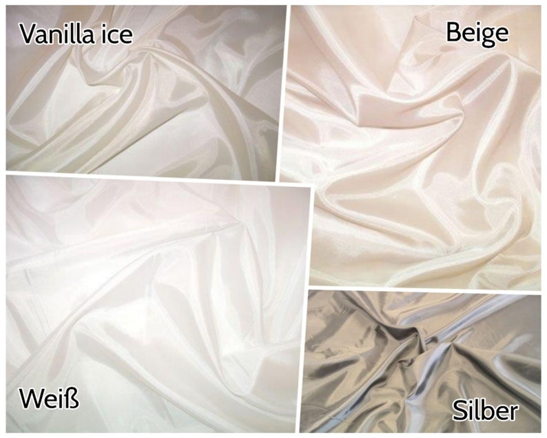 Pu&ograve; includere: Quattro campioni di tessuto in diverse tonalit&agrave; di bianco: Vanilla Ice, Beige, Wei&szlig; e Silber.