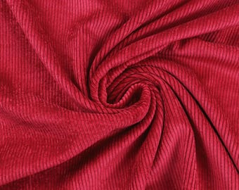 Cord fabric Ragnar pre-washed plain in red from 0.5 m (15.00/meter)