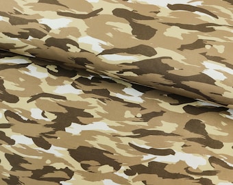 Softshell Stoff Flecktarn Camouflage Muster in Beige Braun ab 0,5m (20,00/m)