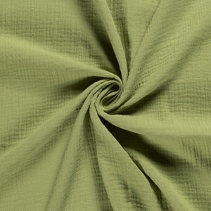 Tejido de muselina Doble Gasa Uni en Verde Kiwi desde 0,5 m (10,00/metro)