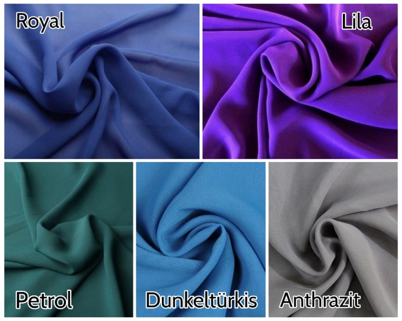 Chiffon Stoffe uni als Meterware, weich fallend, transparent, durchscheinend in 40 verschiedenen Farben 5,29/m zdjęcie 8