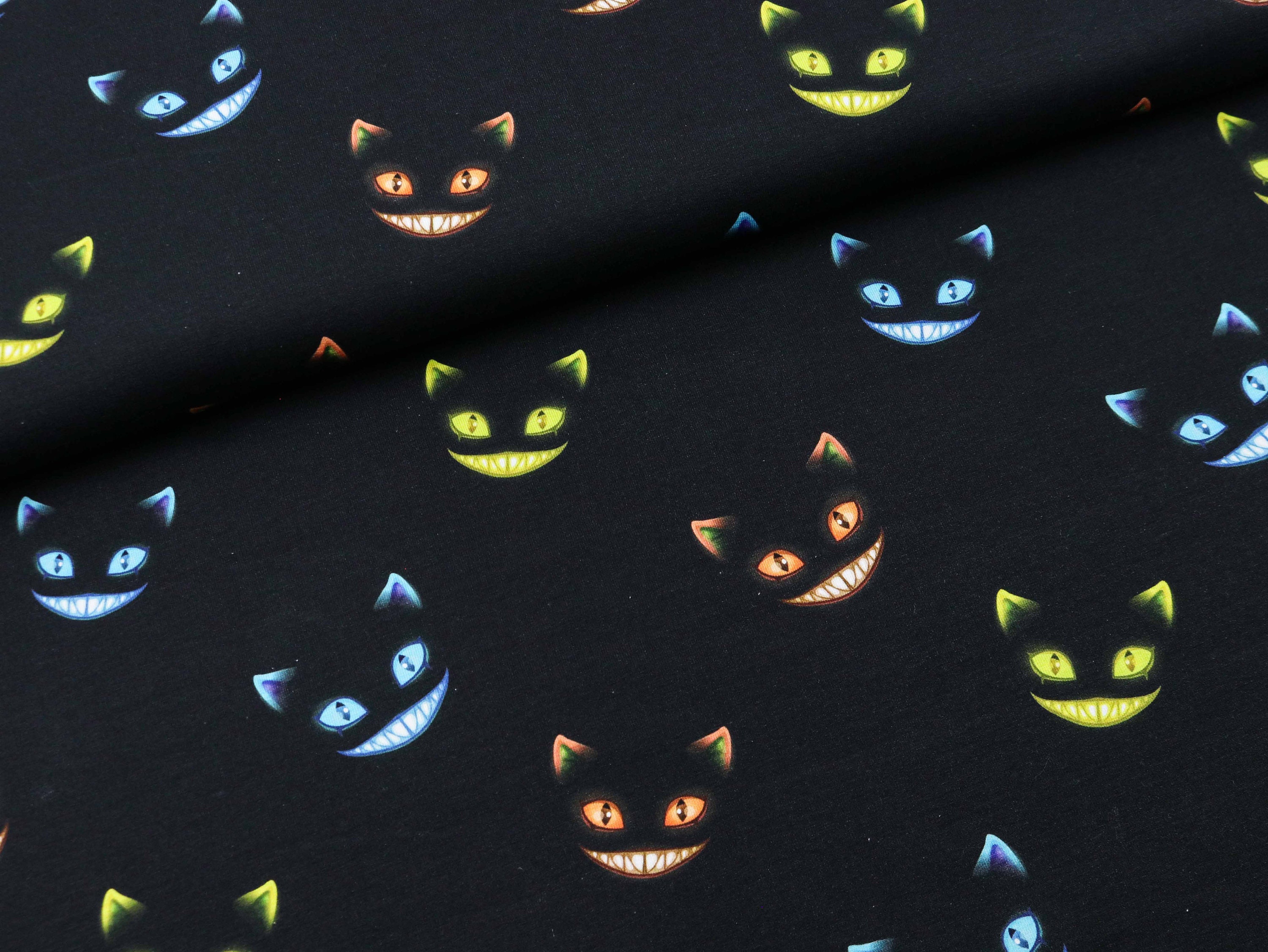 Baumwolljersey Baumwollstoff Grinsekatze Jersey Grinsekatze