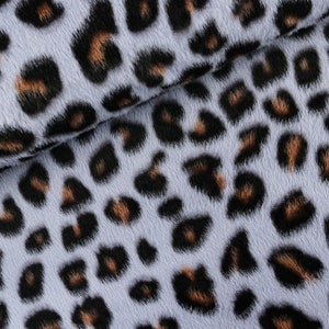 Fellimitat Stoff Plüsch Kuschelweich Leopard Rauchblau ab 0,5m (18,00/m)