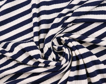 Cotton jersey rib jersey - stripes 1 cm wide in navy blue/cream from 0.5 m (17.00/meter)