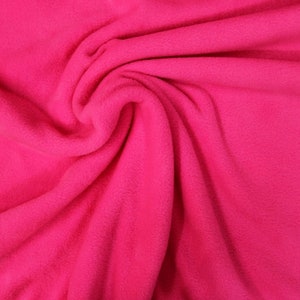 Tessuto in pile anti-pilling, morbido e soffice, tinta unita, colore rosa neon da 0,5 m (9,00/metro)