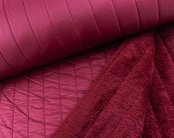 Quilted quilted / jacket quilted fabric lengthways with cozy inside in dark berry from 0.5 m (18.00/meter)