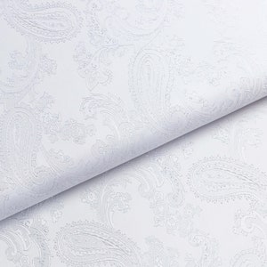 Elegante tessuto per fodera con motivo paisley in bianco da 0,5 m (8,50/metro)