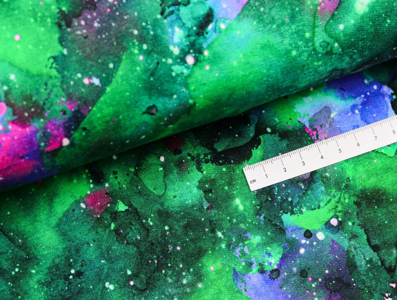 Summer sweat fabric French Terry watercolor brush splash watercolor green from 0.5 m 20.00 m image 2