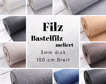 Felt craft felt fabrics 3 mm thick / 100 cm wide in various colors from 0.5 m (10.00/meter)