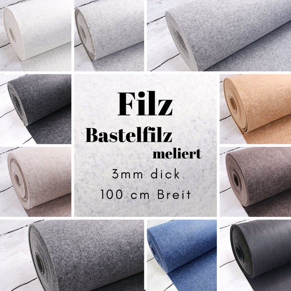 Filz Bastelfilz Stoffe 3mm dick / 100cm Breit in verschiedenen Farben ab 0,5m (10,00/m)