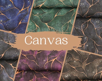 Sacs en toile de coton & tissu décoratif marbré de fausses lignes dorées de différentes couleurs à partir de 0,5 m (16,00/mètre)