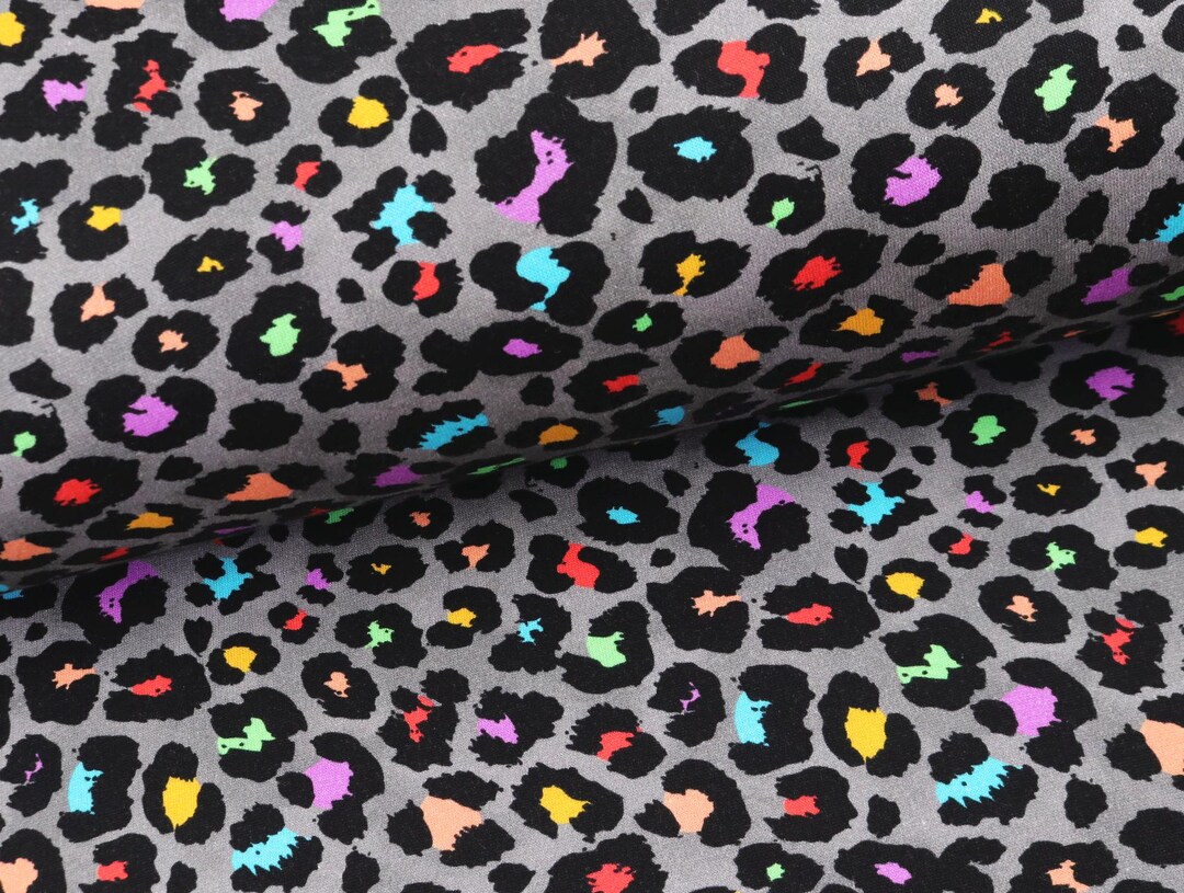 Sweat Fabric Colorful Leo Black Grey From M