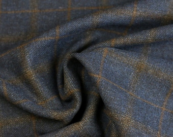Tissu de manteau / tissu de veste Marlon laine vintage Glen Check Tartan Check doré marron marine à partir de 0,5 m (18,98/mètre)