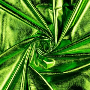 Foil jersey fabric glossy plain in apple green from 0.5 m (11.00/meter)