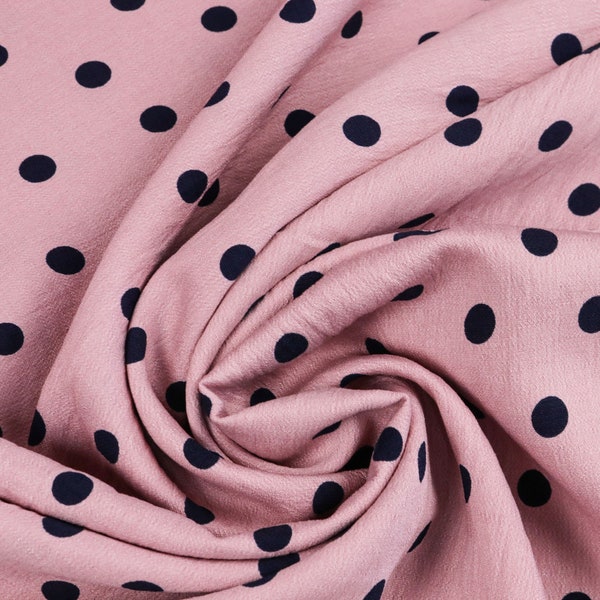Viscose fabric lightly creped dots on old pink from 0.5 m (11.00/meter)