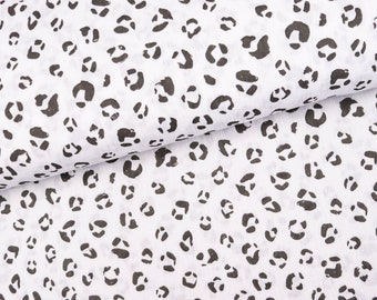 Muslin fabric double gauze leopard print on white from 0.5 m (12.00/meter)