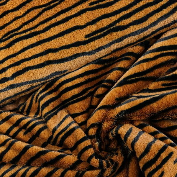 Peluche Tissu Fausse Fourrure Africa Safari Tigre Marron Clair Noir à partir de 0.5 m (12.00/mètre)