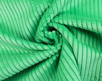 Corduroy velvet decoration and upholstery fabric in summer green from 0.5 m (18.00/meter)