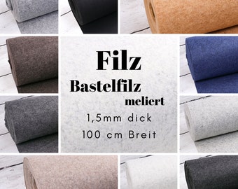 Felt craft felt fabrics 1.5 mm thick / 100 cm wide in various colors from 0.5 m (10.00/meter)