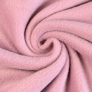 Tessuto in pile anti-pilling, morbido e soffice, tinta unita, colore rosa antico da 0,5 m (9,00/metro)