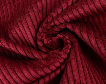 Cord velvet decoration and upholstery fabric in Bordeaux from 0.5 m (18.00/meter)