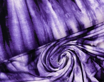 Tissu jersey viscose avec batik violet à partir de 0,5 m (15,00/mètre)