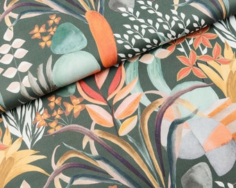 Toile coton tissu décoration demi panama aquarelle fleurs abstraites peinture aquarelle à partir de 0,5 m (17,00/mètre)